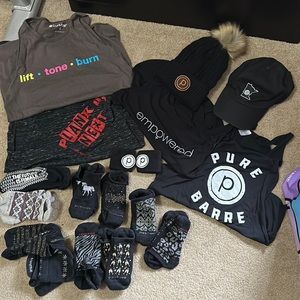 Pure Barre bundle - socks, hats, shirts